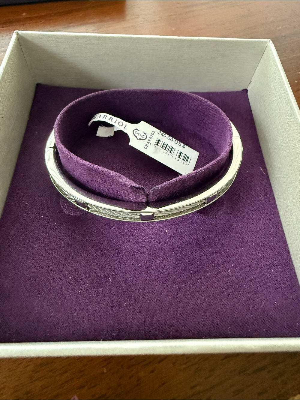 Charriol Silver Cable-Edge Hinged Bangle Bracelet
